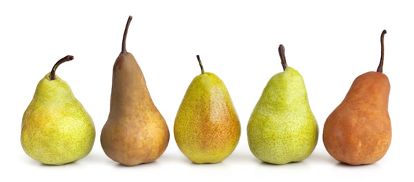 Five pears in a row