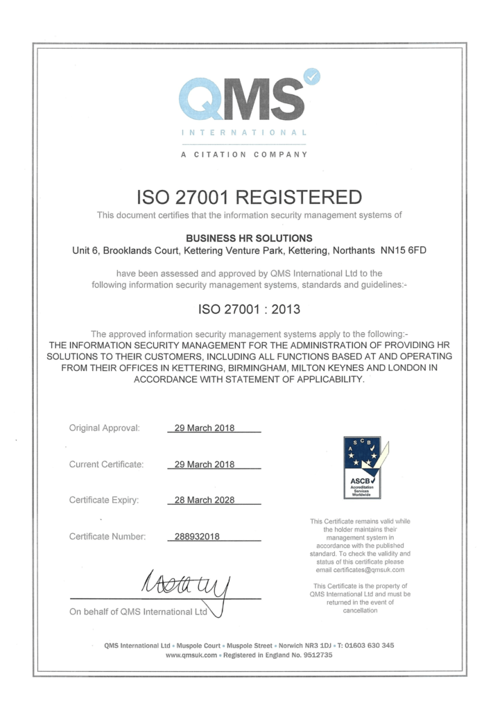 ISO 27001 Certification Information Security | HR Solutions