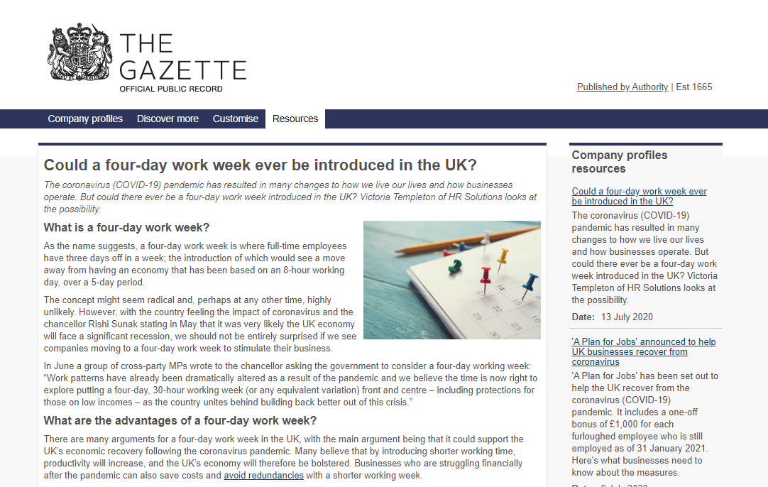 The Gazette | 4 Day Work Week | HR Solutions